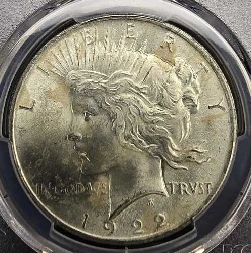 1922年 ピースシルバードル PCGS MS63 ブルーラベル-非常に良いストラック-