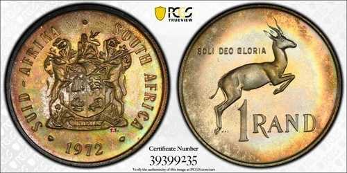 1972年南アフリカ1ランド銀貨プルーフPCGS PR66美品9235｜WORLD RESOURCE【QUEEN店】