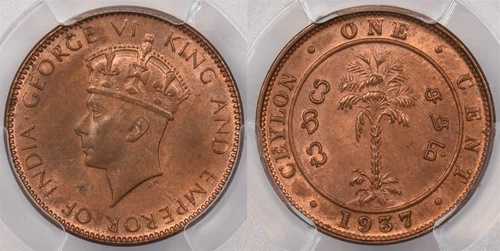 セイロン 1937 セント PCGS MS 64 レッドブラウン PI0024 同梱配送｜WORLD RESOURCE【QUEEN店】