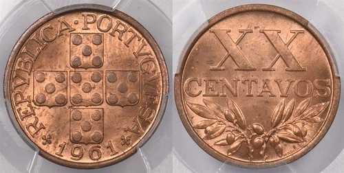ポルトガル 1961年 20センタボ PCGS MS 65 RED PI0052 同梱配送｜WORLD RESOURCE【QUEEN店】