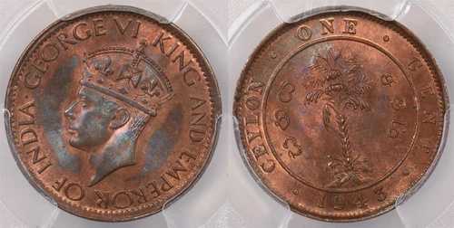 セイロン 1943 セント PCGS MS 64 レッドブラウン PI0087 同梱配送|WORLD RESOURCE【QUEEN店】