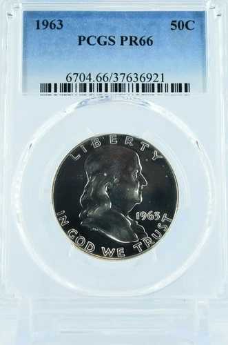 ライトカメオ風コイン 1963年 PR66 PCGS グレード フランクリン シルバー ハーフダラー プルーフ 41,470円