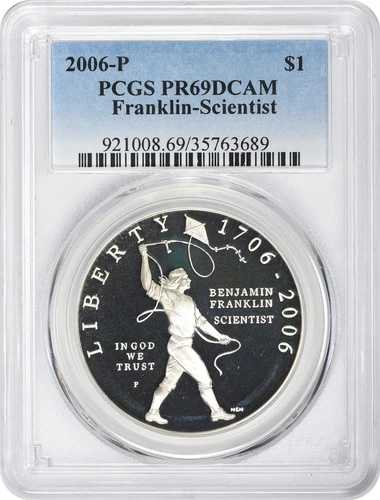 2006-P フランクリン・サイエンティスト シルバー記念ドル PR69DCAM PCGS プルーフ 69 DC