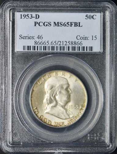 1953-D フランクリン ハーフダラー - PCGS MS65FBL - ?COINGIANTS?