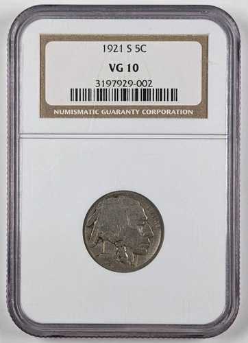 1921年 S バッファローニッケル NGC VG10