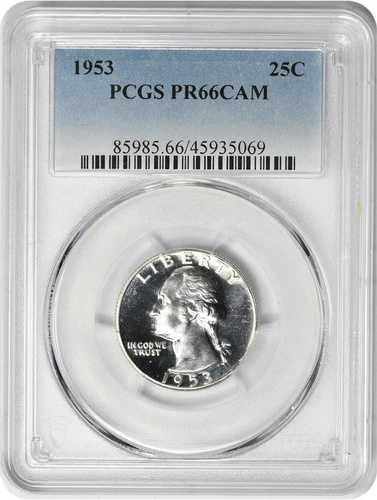 1953年ワシントンクォーター PR66CAM PCGS