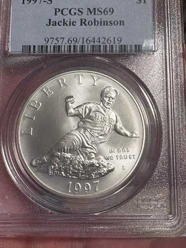 1997-S 1ドル ジャッキー・ロビンソン記念銀貨 PCGS MS69