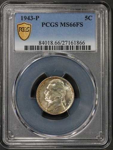1943-P PCGS ジェファーソンニッケル MS66FS MS-66 フルステップ