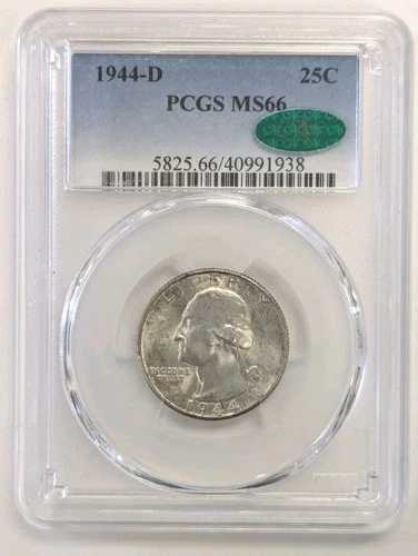 1944年 D ワシントン クォーター - 25セント PCGS MS66 CAC ステッカー