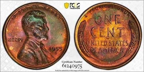 1955-S リンカーン ウィート セント MS65RB グリーントーン PCGS トゥルービュー