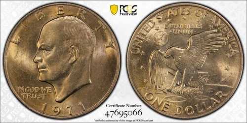 ??1971-P アイゼンハワー ドル PCGS MS65 - エンドロール トーニング レア!!!?? 42,900円