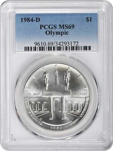 1984-D オリンピック記念銀貨 MS69 PCGS ミントステート 69