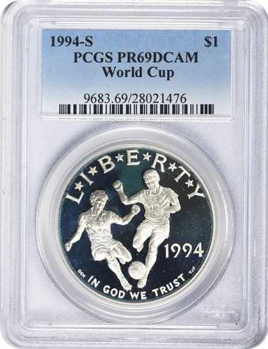 1994-S ワールドカップ記念銀貨 PR69DCAM PCGS プルーフ 69 ディープカメオ