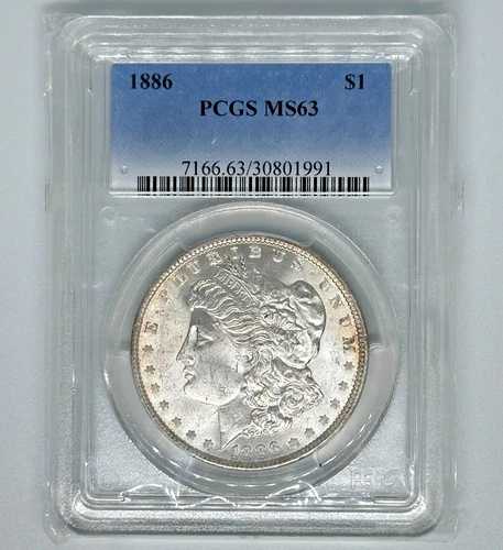 1886-P 1ドル モルガン銀貨 PCGS MS63 ライトトーニング