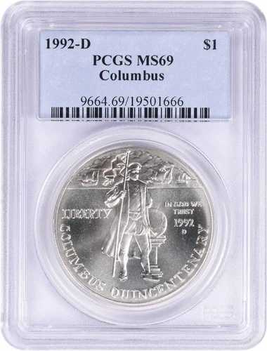 1992-D コロンブス記念銀貨 MS69 PCGS