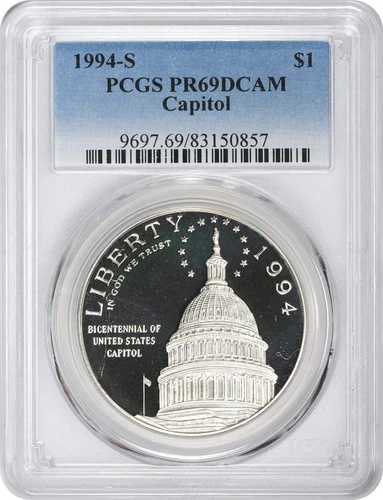 1994-S キャピトル記念銀貨 PR69DCAM PCGS プルーフ 69 ディープカメオ