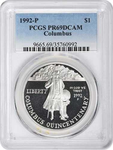 1992-P コロンブス記念銀貨 PR69DCAM PCGS プルーフ 69 ディープカメオ