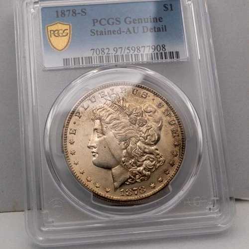 1878-S モルガン銀貨 ? PCGS 正規品 ? ステイン入り AU ディテール ? 本物