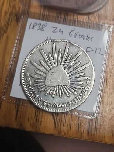 メキシコ サカテカス造幣局 1838-ZsOM 8レアル銀貨 PCGS認定 XF45