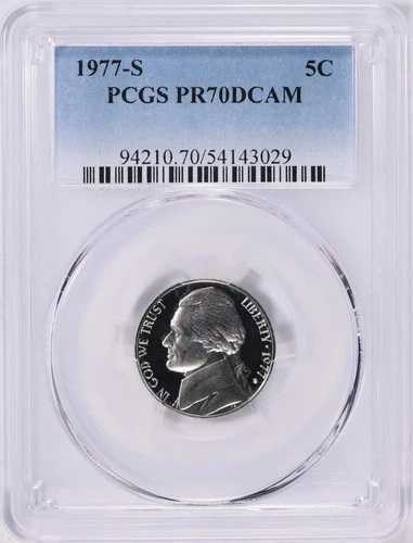 1977-S ジェファーソン・ニッケル トップグレード！PCGS プルーフ 70 DCAM