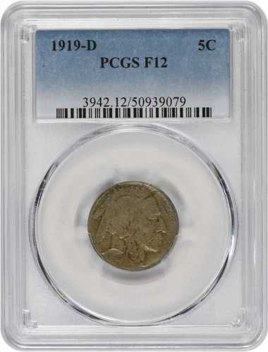 1919-D バッファローニッケル F12 PCGS