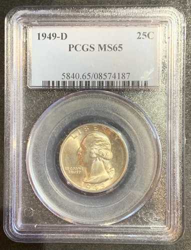 1949 D PCGS MS65 ワシントン シルバー クォーター 25セント