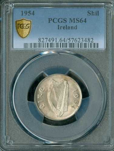 1954年アイルランドシリングPCGS MS64 PQ。
