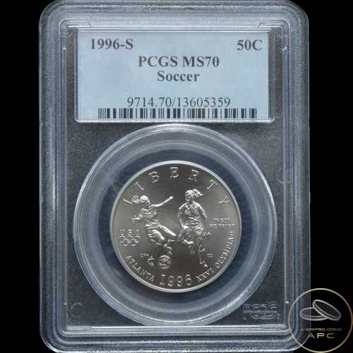 1996年 S サッカー オリンピック記念 ハーフドル PCGS MS70