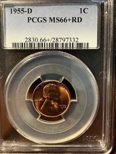 1955-D PCGS MS66+ RD リンカーン小麦セント