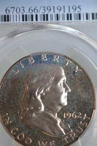 PR66 1962 PCGS グレーデッド シルバー フランクリン ハーフダラー プルーフ ライトトーン アンサークル コイン