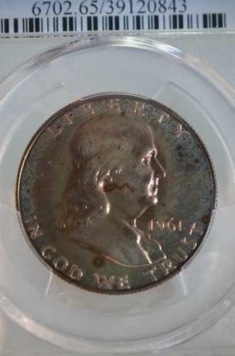 PR65 1961 PCGS グレーデッド フランクリン シルバー ハーフダラー プルーフ モンスタートーニング レアコイン