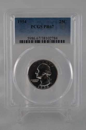 PR67 1954年 PCGSグレード シルバーワシントンクォーター未流通 プルーフレアコイン-