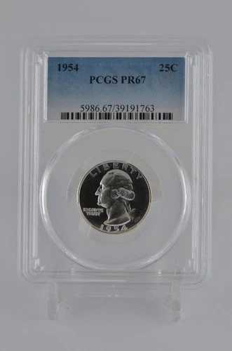 PR67 1954 PCGS グレーデッド シルバー ワシントン クォーター カメオ プルーフコイン #763