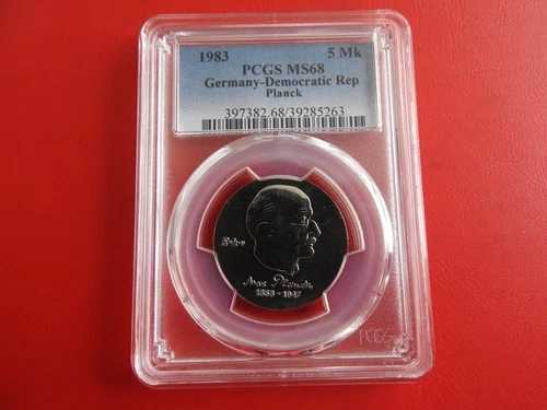 * DDR 5マーク 1983 PCGS MS68 * マックスプランク（KOM）(5)- 38,610円