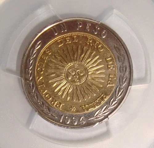 1994年アルゼンチンバイメタルパターンペソPCGS SP64