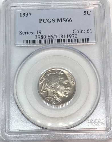 1937年 バッファローニッケル * PCGS MS66 * - 美しい外観