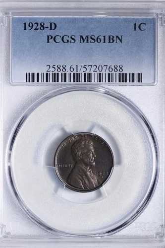 未流通 1928-D リンカーン ウィート セント ペニー PCGS MS61BN RZHU｜WORLD RESOURCE【QUEEN店】