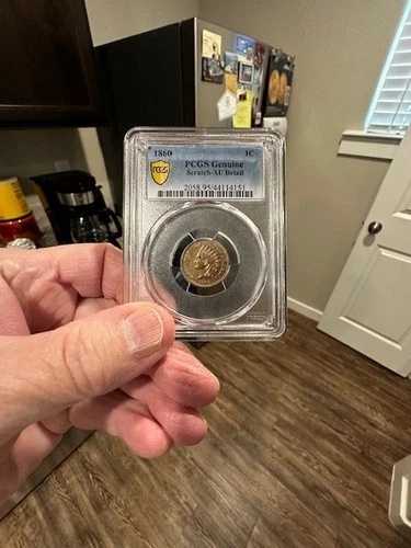 1860年製 インディアンヘッド ペニー 1セント PCGS 純正スクラッチ AUディテール 44114151
