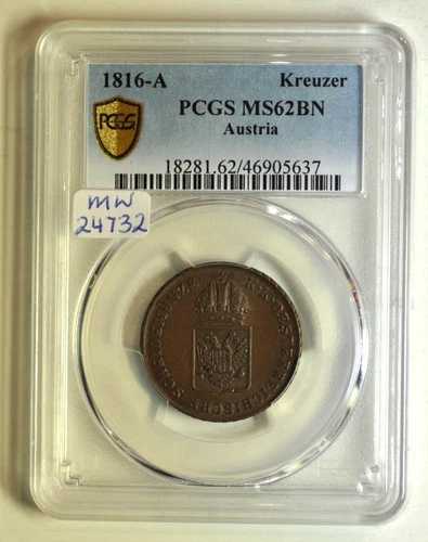 mw24732 オーストリア クロイツァー 1816-A フランツ II PCGS MS62 BN KM#2113
