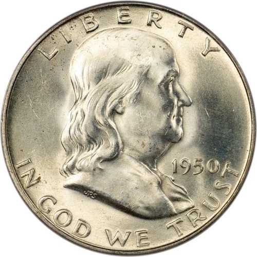 1950-D フランクリン ハーフ ドル - PCGS MS64 FBL - 素晴らしい打痕と光沢!