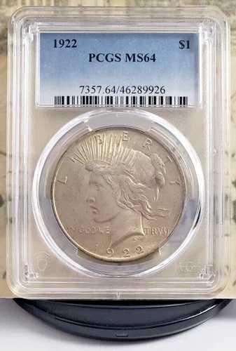 1922年-P シルバーピースダラー - PCGS MS64 - トーニング - 良好! 9926