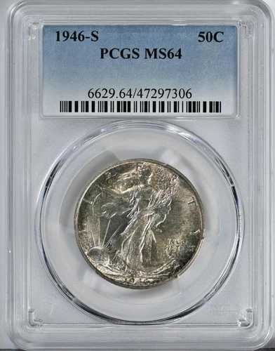 1946-S 50セント ウォーキング・リバティ ハーフダラーコイン PCGS グレード MS64 6629 43,615円