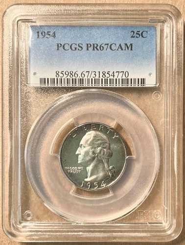 1954年 PCGS PR67CAM ワシントン クォーター 25セント - プルーフ カメオ 43,615円