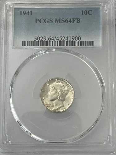 1941年 10セント PCGS MS 64 FB マーキュリー シルバーダイムコイン