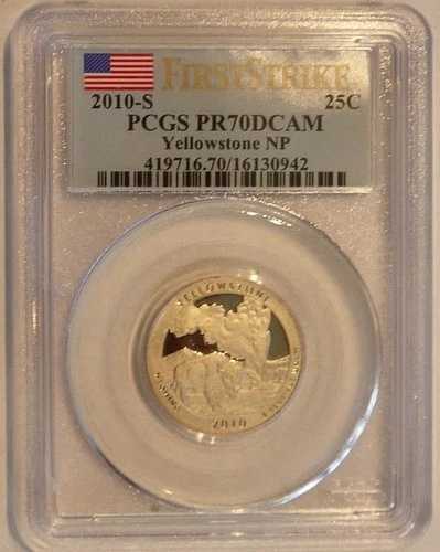2010-S PCGS PR70DCAM ファーストストライク イエローストーン NP クォータープルーフ 25セント