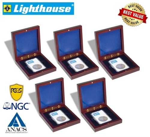 5 グレードコインボックス マホガニースタイル スラブケース ディスプレイ プレゼンテーション PCGS NGC