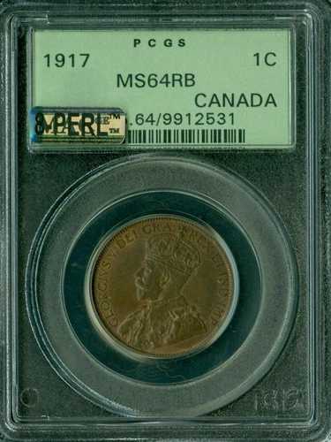 1917年カナダ製ラージセント硬貨 PCGS MAC MS64 RB 8PERL ファーストストライク