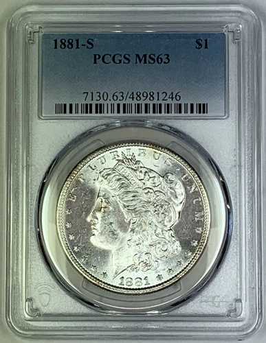 1881-S モーガン銀貨 1ドル硬貨 PCGS MS 63 (7) B