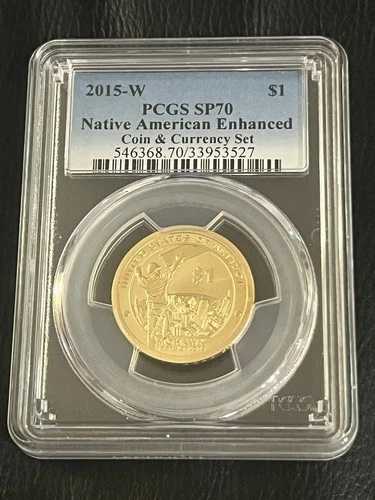 2015-W PCGS SP70 ファーストストライク ネイティブアメリカン エンハンスド 1ドルコイン モホーク族 鉄工