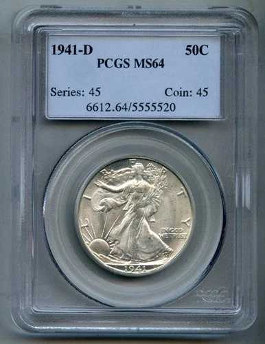 1941年 D リバティウォーキング シルバー ハーフドル PCGS MS 64